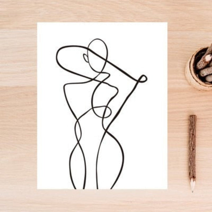 Abstract Minimalist Curve Figure Black and White - Canvas Wall Art Painting | Bowlift