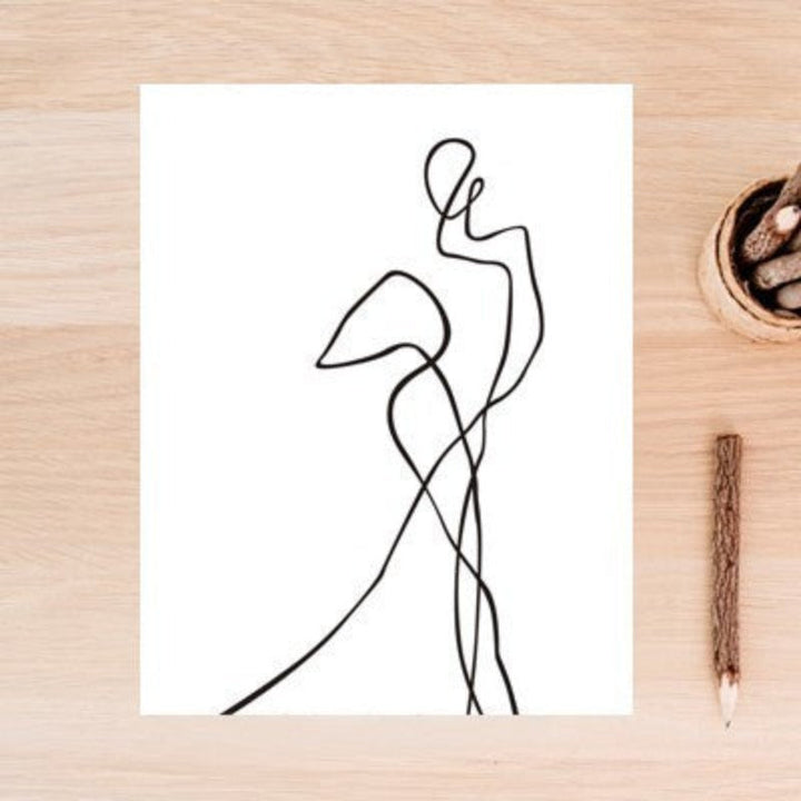Abstract Minimalist Curve Figure Black and White - Canvas Wall Art Painting | Bowlift