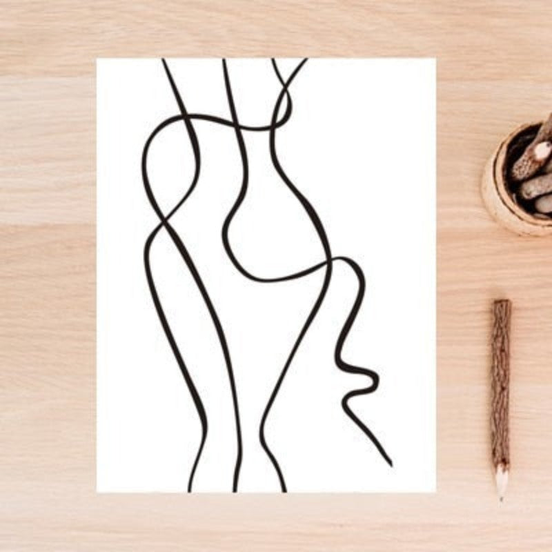 Abstract Minimalist Curve Figure Black and White - Canvas Wall Art Painting | Bowlift