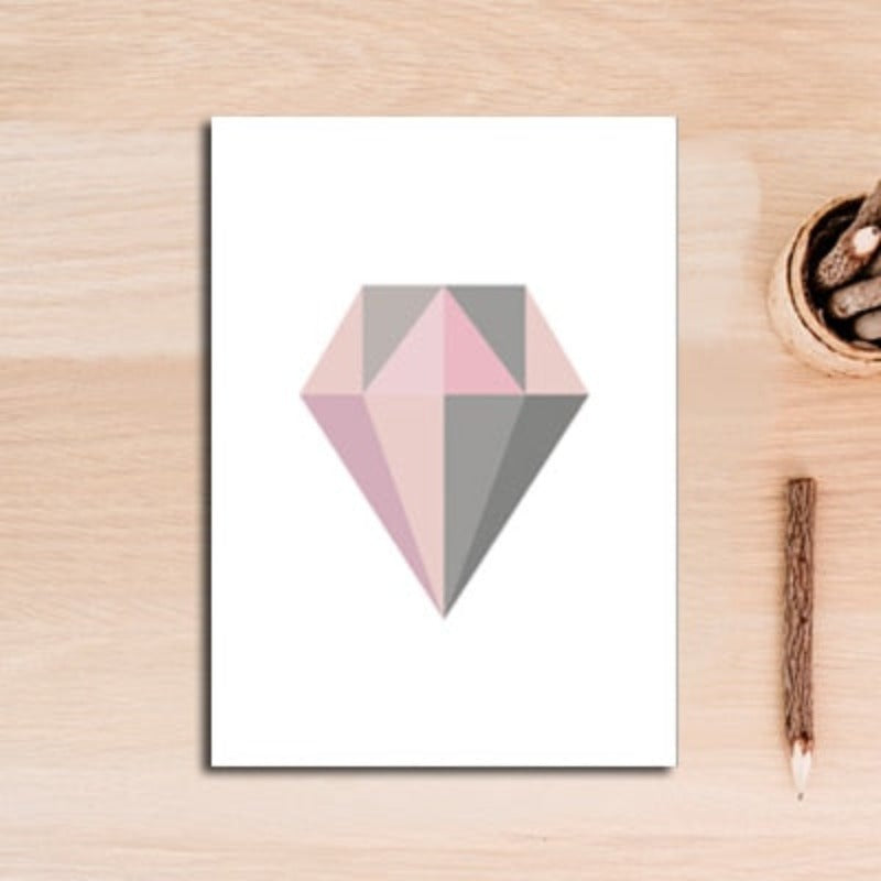 Pink Grey Geometry - Canvas Wall Art Painting | Bowlift
