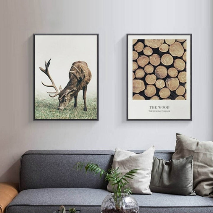 Nordic Elk Plants Creative Words - Canvas Wall Art Painting | Bowlift