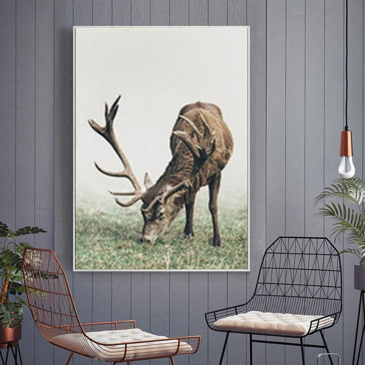 Nordic Elk Plants Creative Words - Canvas Wall Art Painting | Bowlift