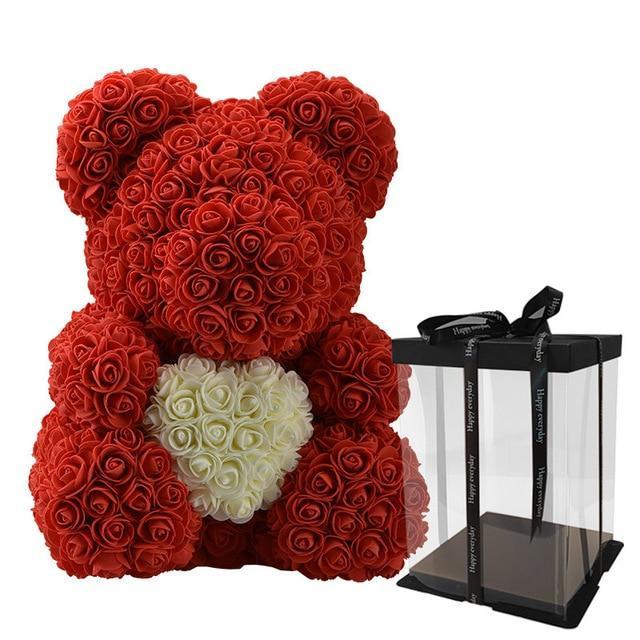 Rose Teddy Bear with Heart | Bowlift