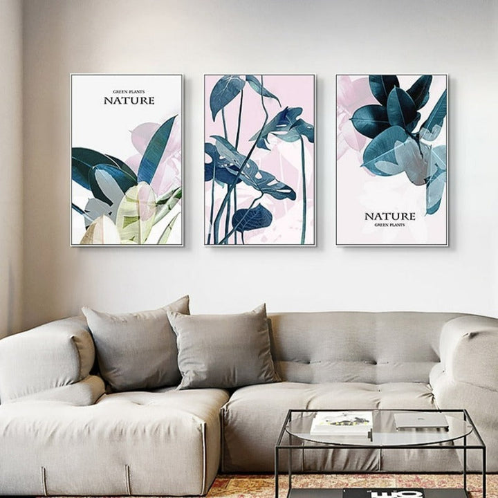Nordic Minimalist Tropical Refresh Leaves - Canvas Wall Art Painting | Bowlift