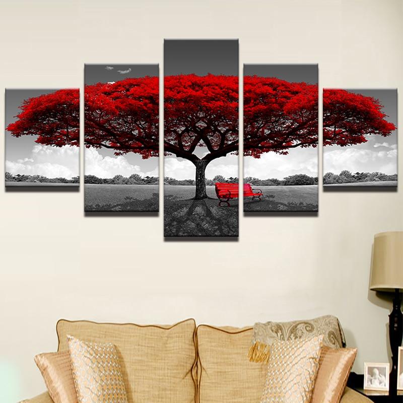 Red Tree - Canvas Wall Art Painting | Bowlift