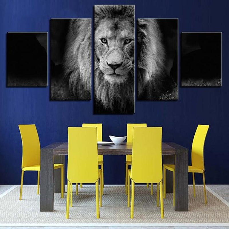 Lion Black And White - Canvas Wall Art Painting | Bowlift