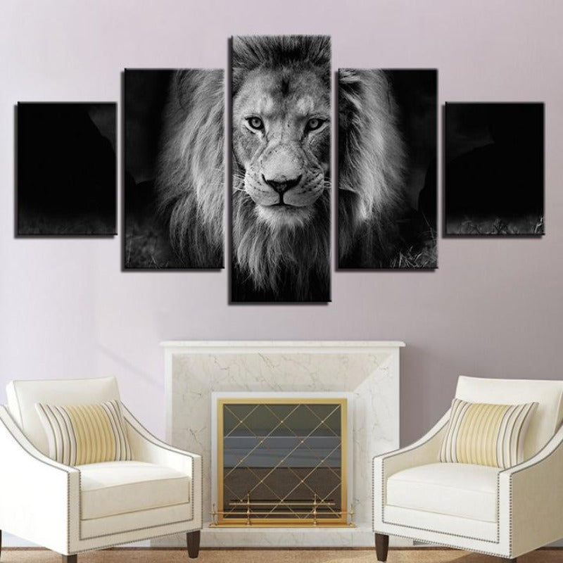 Lion Black And White - Canvas Wall Art Painting | Bowlift