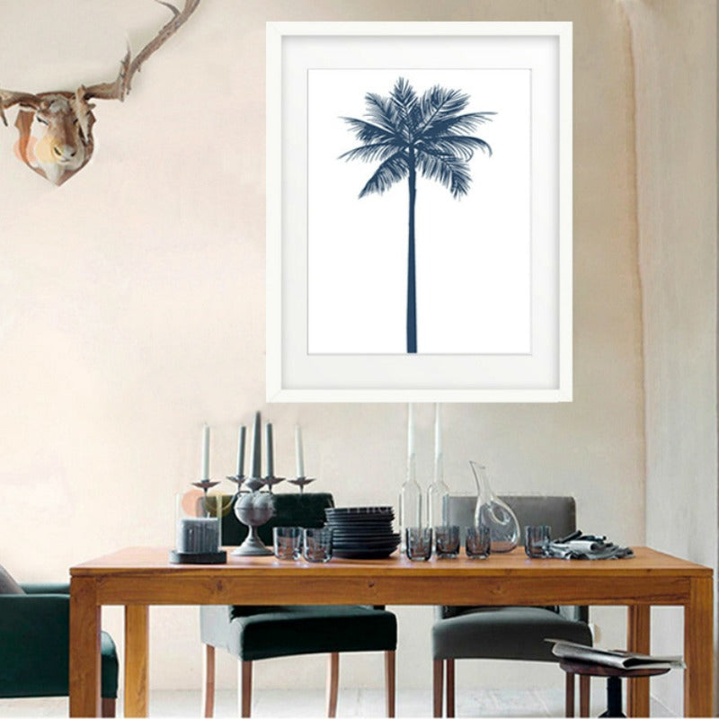 Navy Blue Palm Tree  - Canvas Wall Art Painting | Bowlift