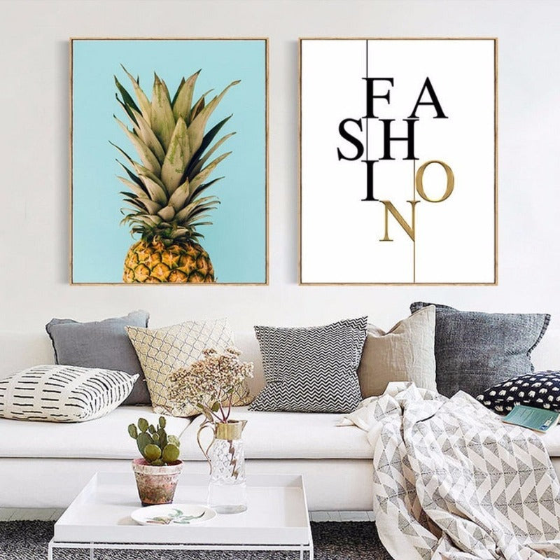 Letters Pineapple-Canvas Wall Art Painting | Bowlift