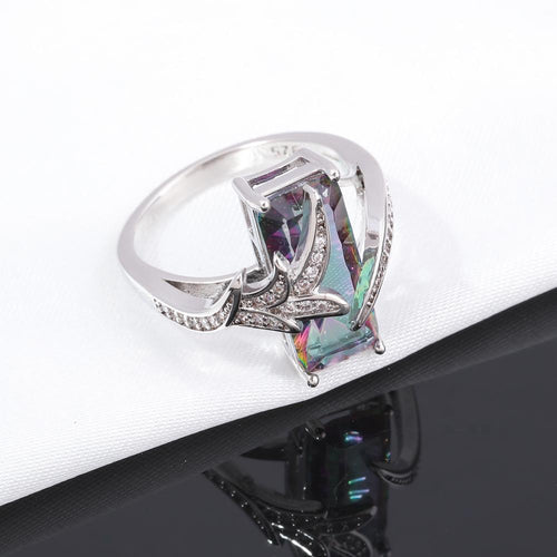 Mystic Topaz Silver Plated Ring | Bowlift