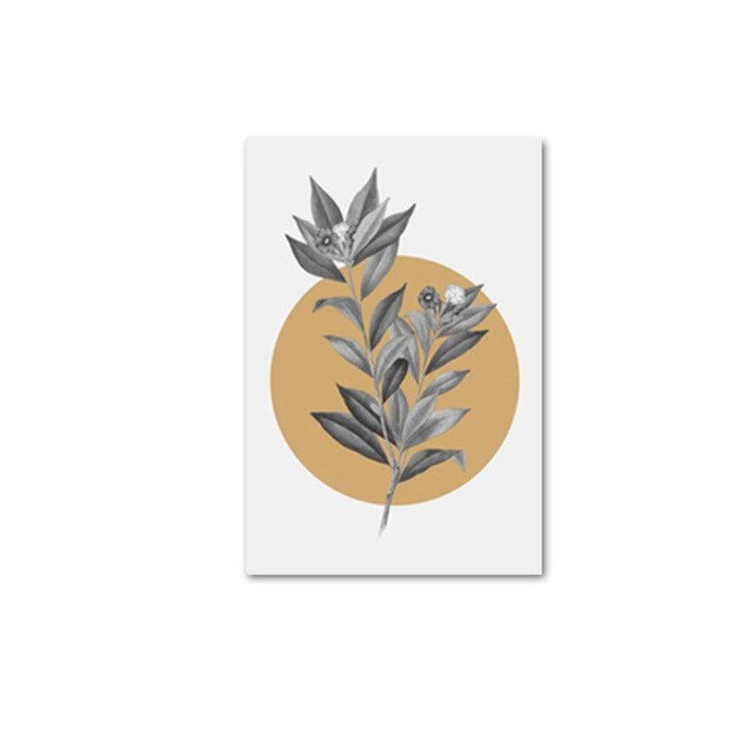 Grey Flowers Geometric Nordic Prints Posters - Canvas Wall Art Painting | Bowlift