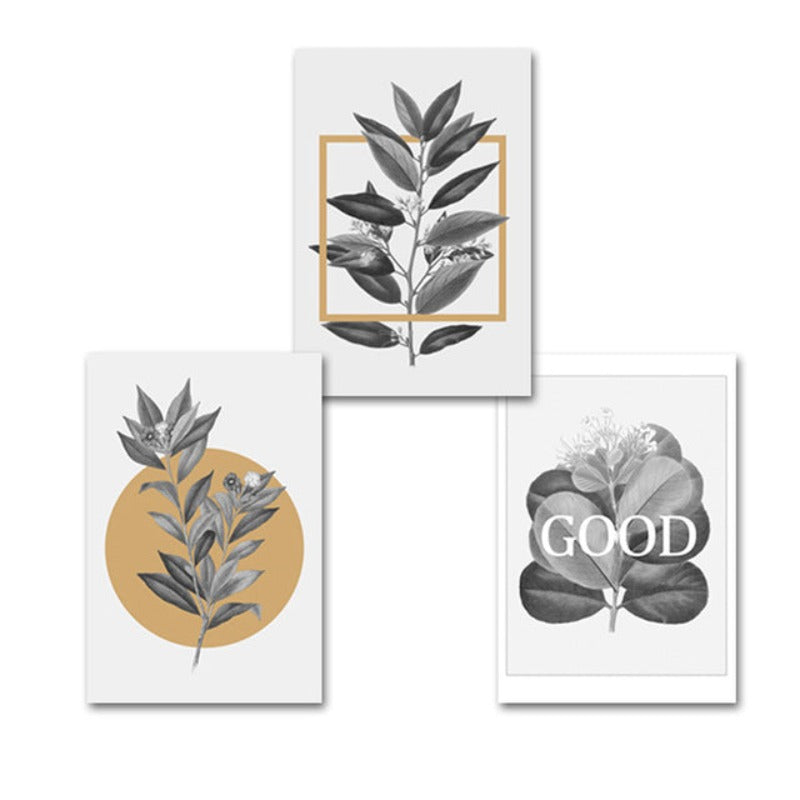 Grey Flowers Geometric Nordic Prints Posters - Canvas Wall Art Painting | Bowlift