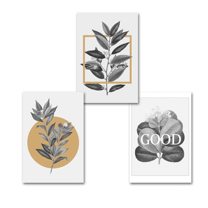Grey Flowers Geometric Nordic Prints Posters - Canvas Wall Art Painting | Bowlift