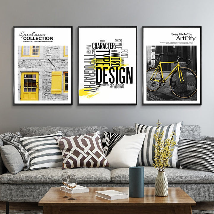 Modern Yellow City Life Landscape Paintings - Canvas Wall Art Painting | Bowlift