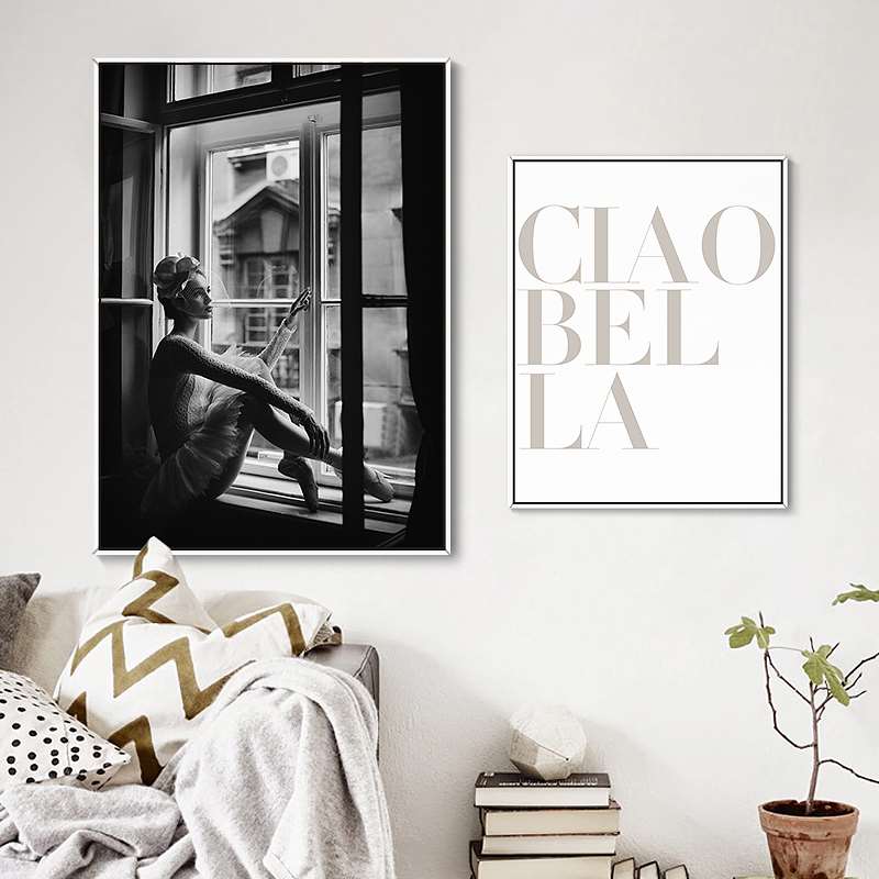 Nordic Scandinavia Interior Designs Love Print Girl - Canvas Wall Art Painting | Bowlift
