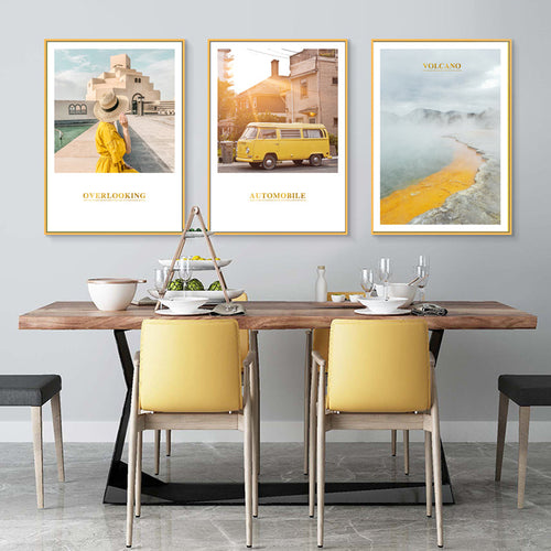Modern Yellow Landscape Wall Art Poster - Canvas Wall Art Painting | Bowlift