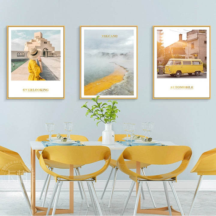 Modern Yellow Landscape Wall Art Poster - Canvas Wall Art Painting | Bowlift
