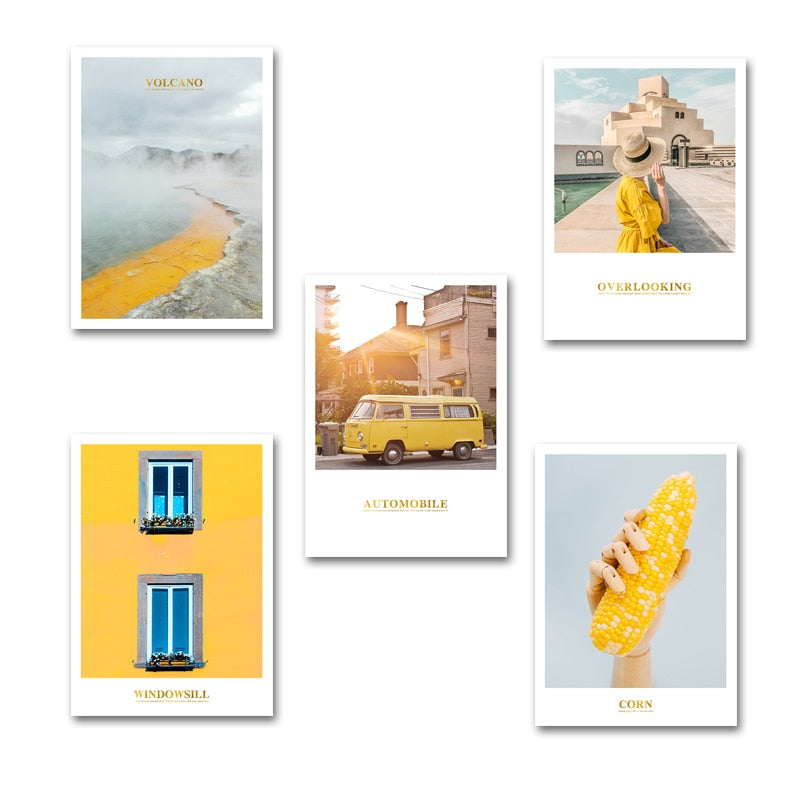 Modern Yellow Landscape Wall Art Poster - Canvas Wall Art Painting | Bowlift