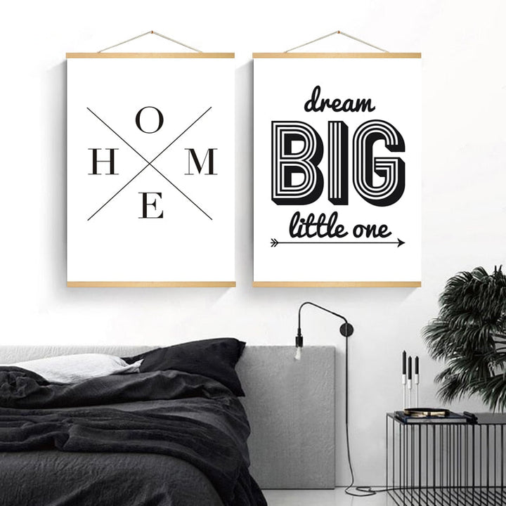 Minimalist Black And White Inspiring Letters - Canvas Wall Art Painting | Bowlift