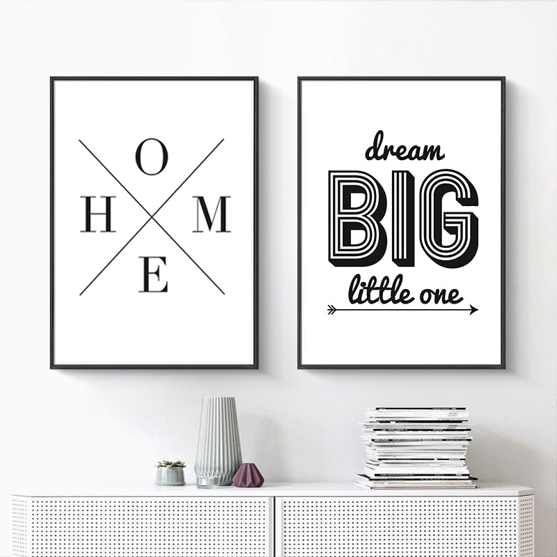 Minimalist Black And White Inspiring Letters - Canvas Wall Art Painting | Bowlift