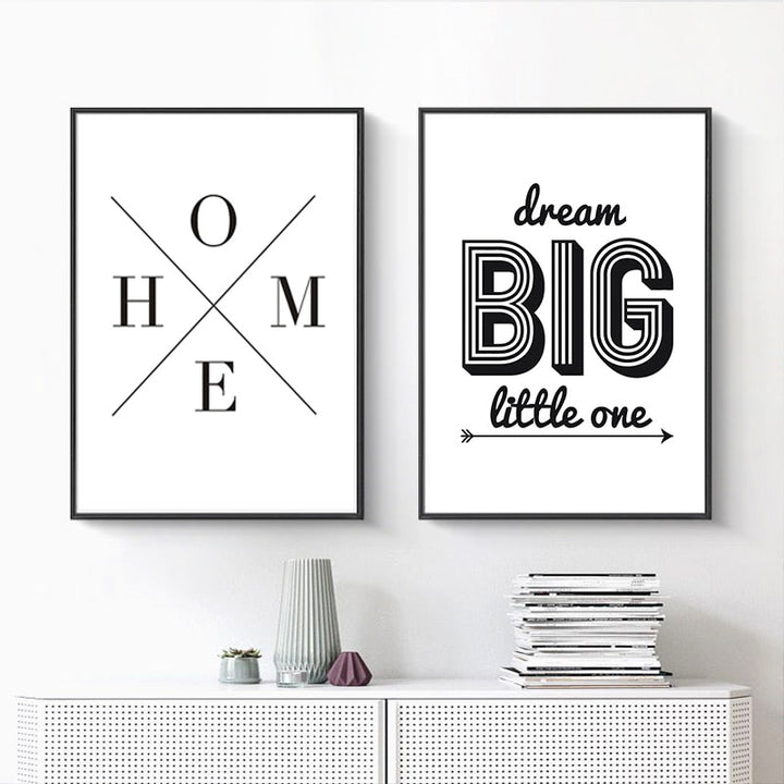 Minimalist Black And White Inspiring Letters - Canvas Wall Art Painting | Bowlift