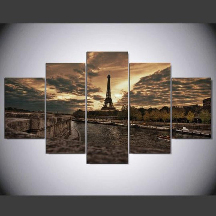 Majestic Eiffel Tower At Twilight - Canvas Wall Art Painting | Bowlift
