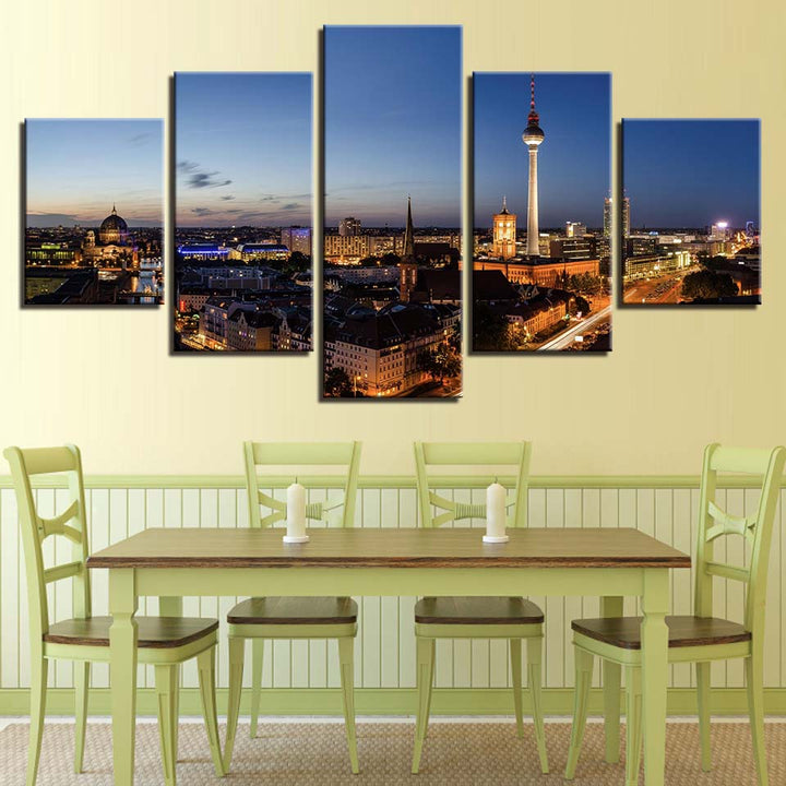 Building Night Scene Canvas Wall Art Paintings | Bowlift