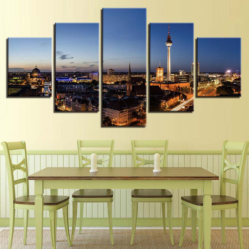Building Night Scene Canvas Wall Art Paintings | Bowlift