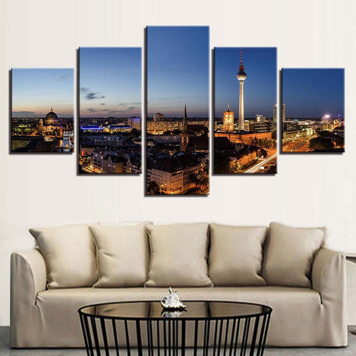 Building Night Scene Canvas Wall Art Paintings | Bowlift