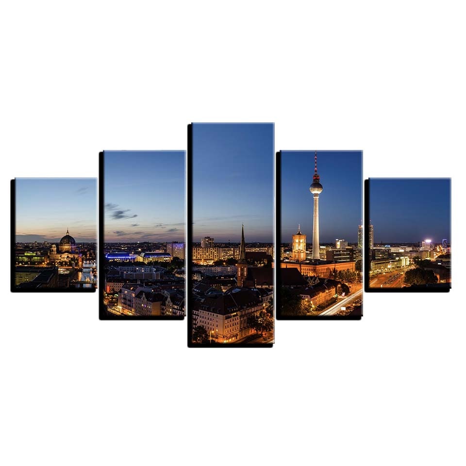 Building Night Scene Canvas Wall Art Paintings | Bowlift