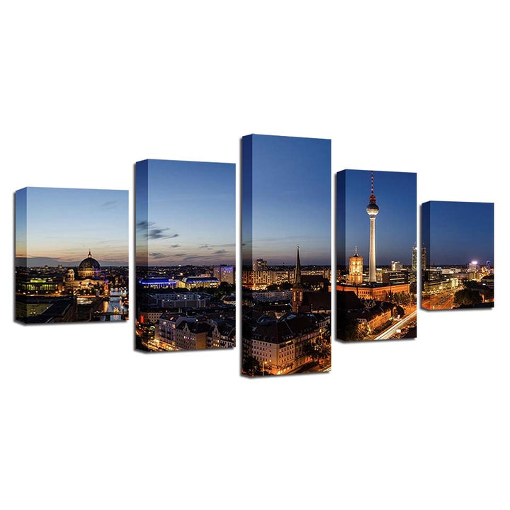 Building Night Scene Canvas Wall Art Paintings | Bowlift