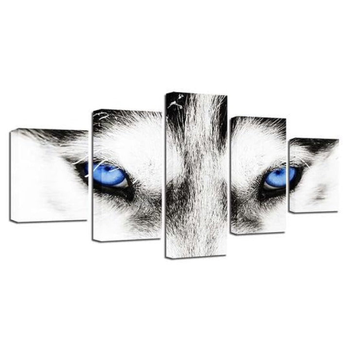 Wolf's Blue Eyes - Canvas Wall Art Painting | Bowlift