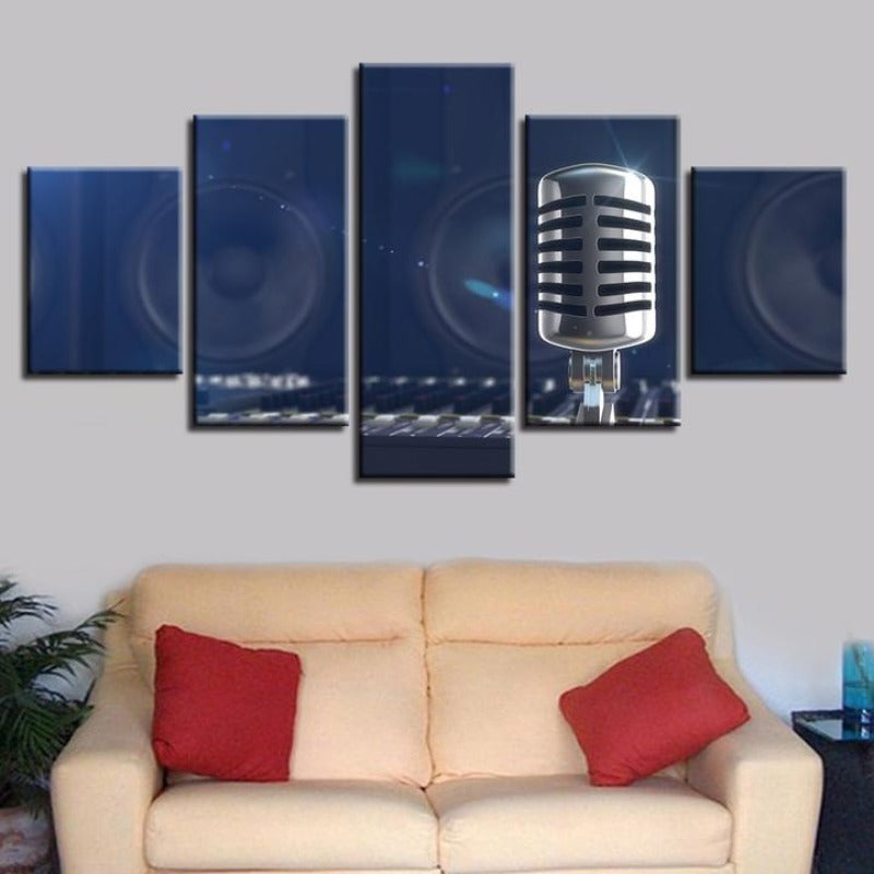 Music Microphone - Canvas Wall Art Painting | Bowlift