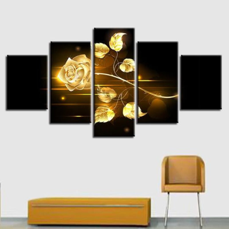 Golden Rose - Canvas Wall Art Painting | Bowlift