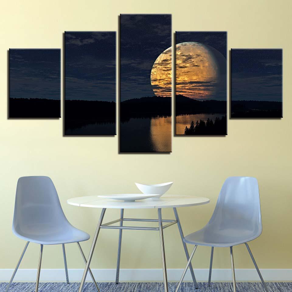 Full Moon Night - Canvas Wall Art Painting | Bowlift