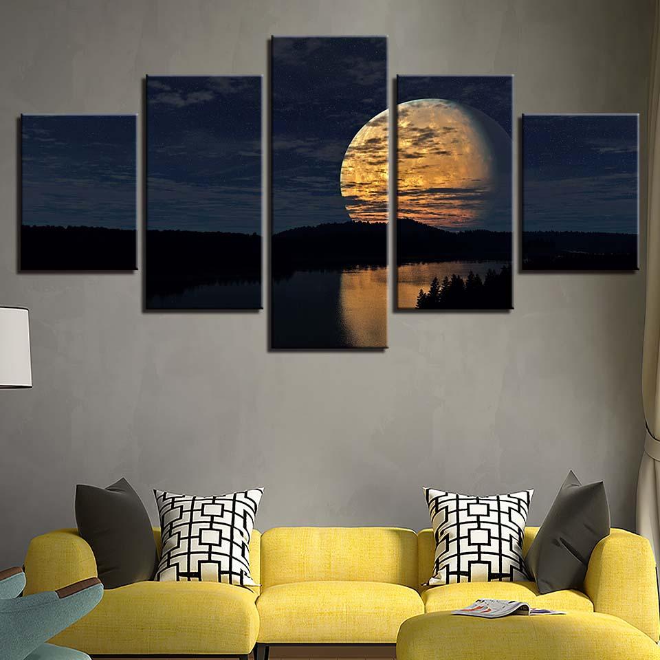 Full Moon Night - Canvas Wall Art Painting | Bowlift
