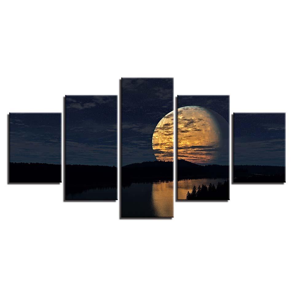 Full Moon Night - Canvas Wall Art Painting | Bowlift