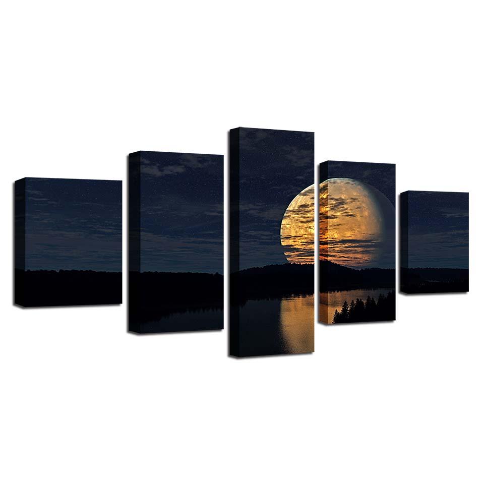 Full Moon Night - Canvas Wall Art Painting | Bowlift