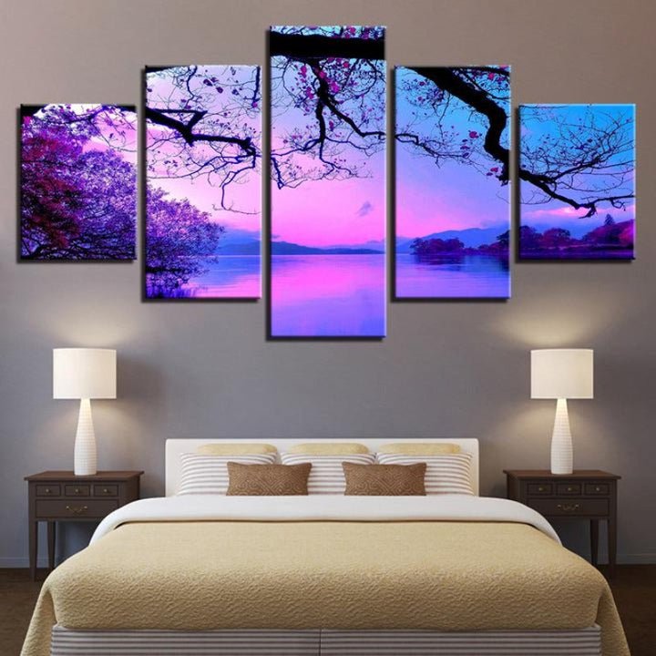 Purple Sunset Trees - Canvas Wall Art Painting | Bowlift