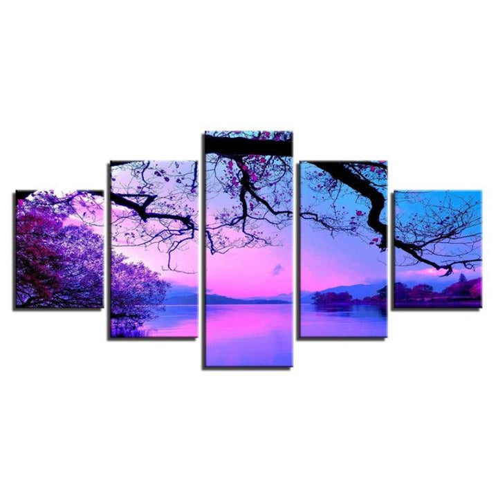 Purple Sunset Trees - Canvas Wall Art Painting | Bowlift
