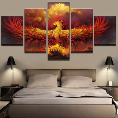 Fire Phoenix - Canvas Wall Art Painting | Bowlift