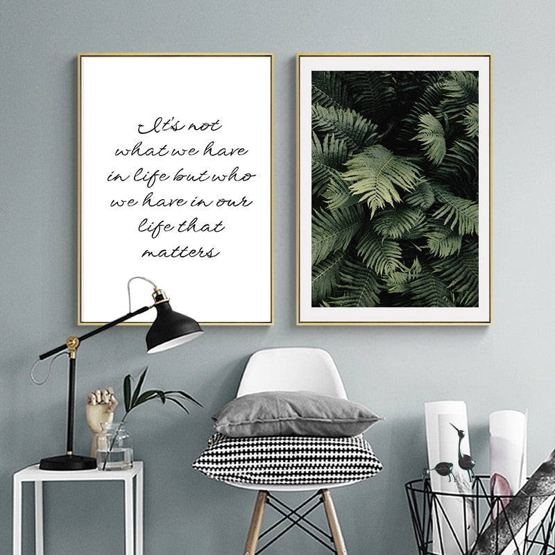 Modern Dark Green Leaves - Canvas Wall Art Painting | Bowlift