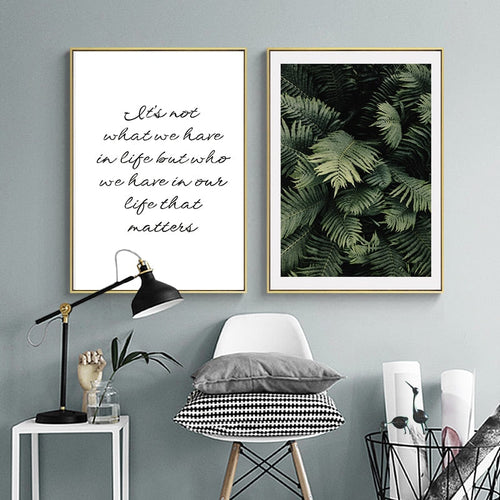 Modern Dark Green Leaves - Canvas Wall Art Painting | Bowlift