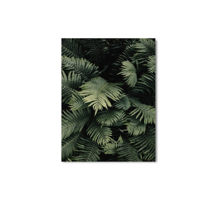 Modern Dark Green Leaves - Canvas Wall Art Painting | Bowlift
