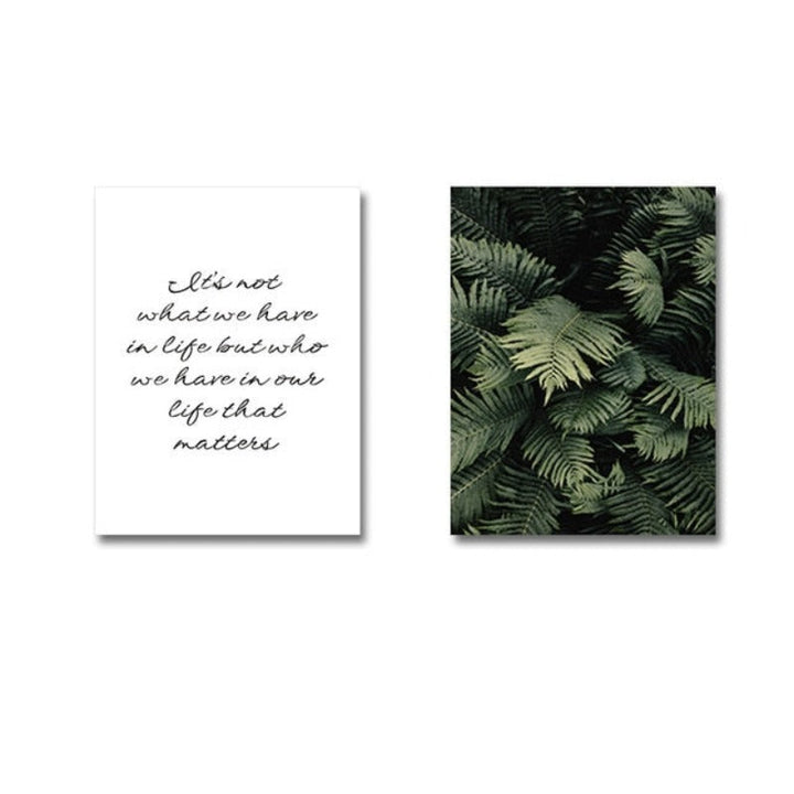 Modern Dark Green Leaves - Canvas Wall Art Painting | Bowlift
