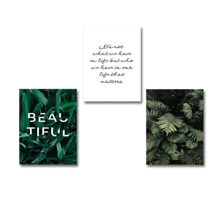 Modern Dark Green Leaves - Canvas Wall Art Painting | Bowlift