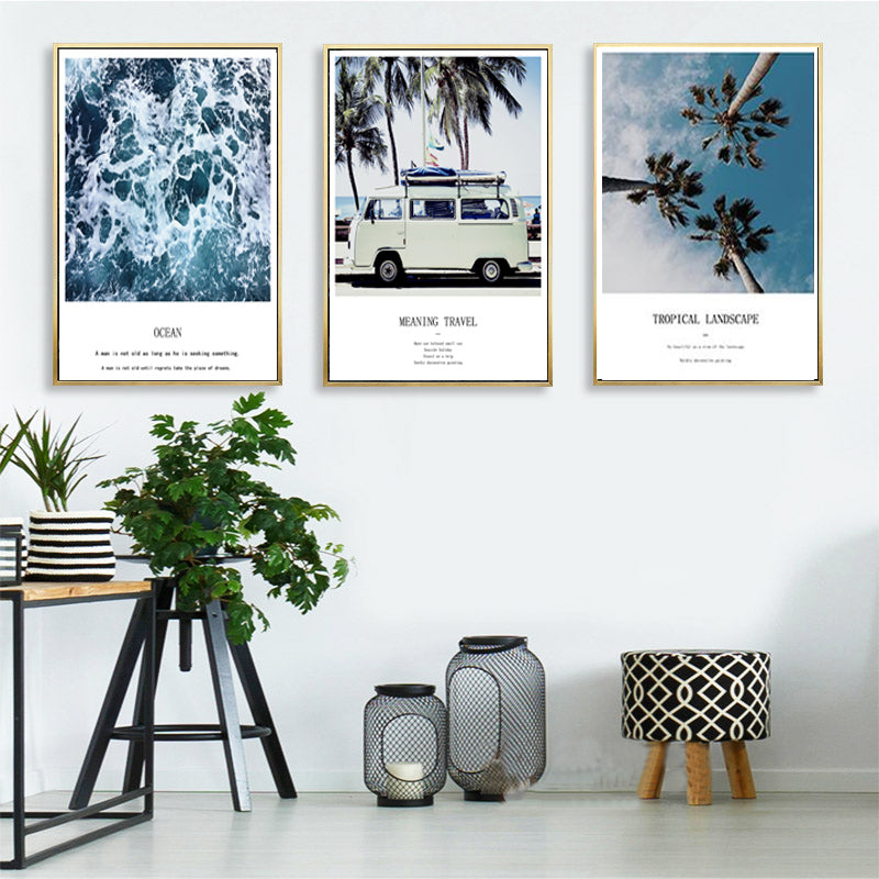 Travel Life Posters Coconut Tree Prints Tropical Seascape - Canvas Wall Art Painting | Bowlift