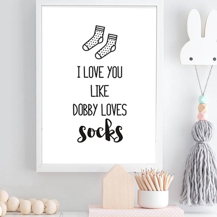 I Love You Nursery Prints Decor Socks - Canvas Wall Art Painting | Bowlift