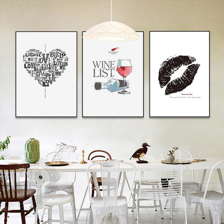 Love Heart Wine Prints Kitchen Posters - Canvas Wall Art Painting | Bowlift