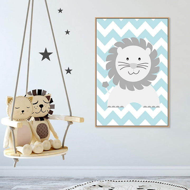 Cute Cartoon Animals - Canvas Wall Art Painting | Bowlift